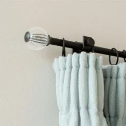 Fluted Glass Ball Finial For 12mm Pole In Beeswax -Curtain Hardware Shop 4009bw 12