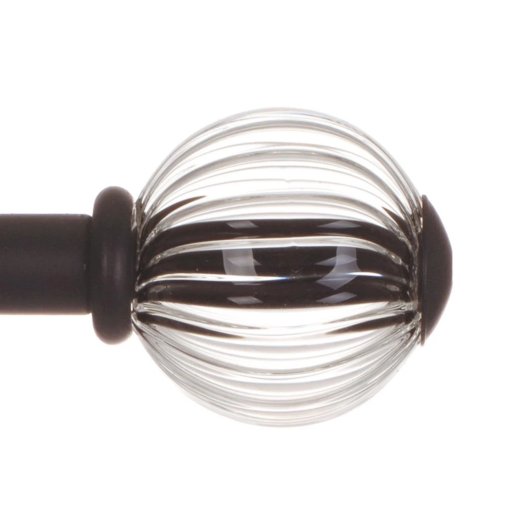 Fluted Glass Ball Finial For 12mm Pole In Matt Black 1 Fluted Glass Ball Finial For 12mm Pole In Matt Black