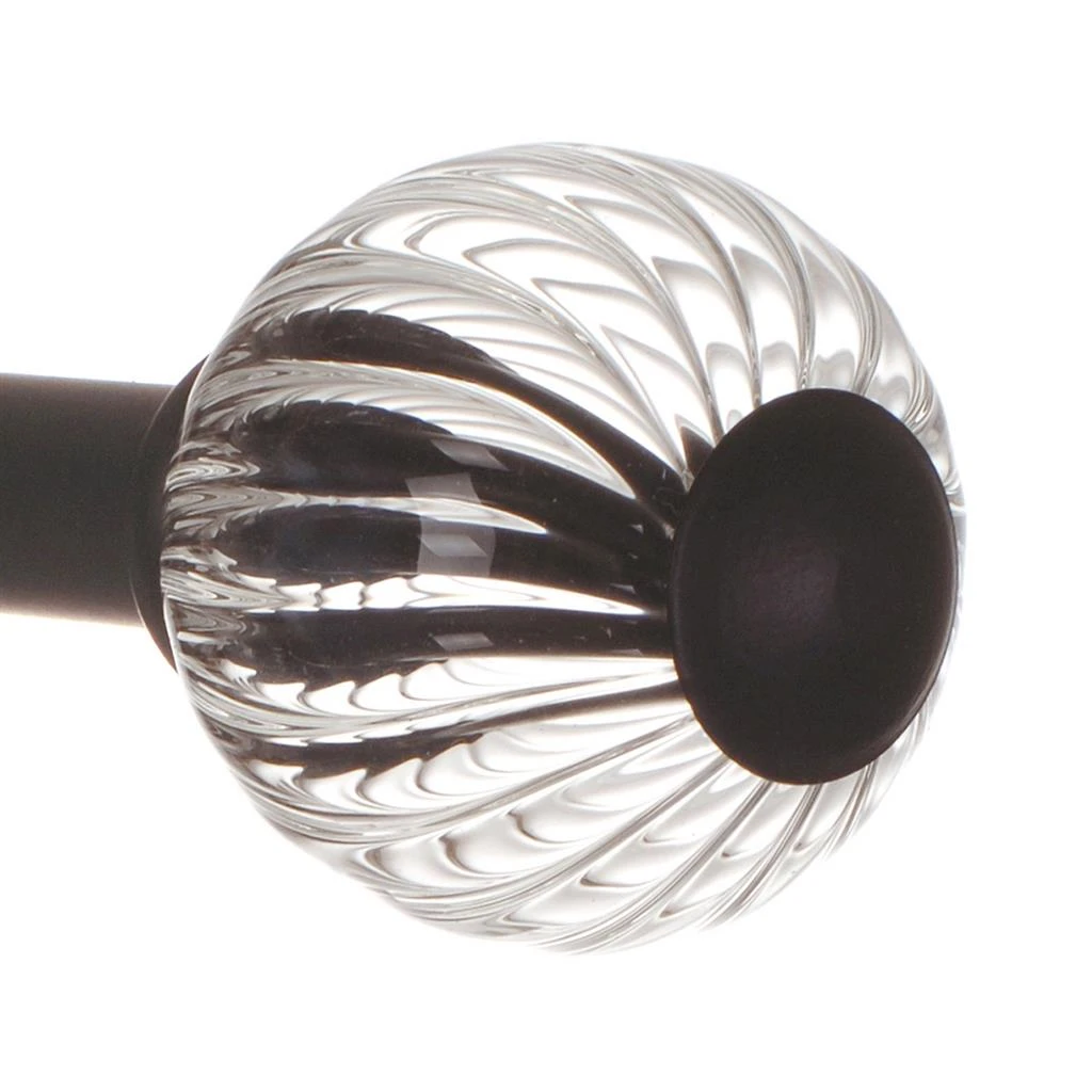 Fluted Glass Ball Finial For 12mm Pole In Matt Black 3 Fluted Glass Ball Finial For 12mm Pole In Matt Black - Image 3