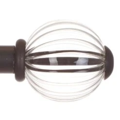 Fluted Glass Ball Finial For 20mm Pole In Beeswax