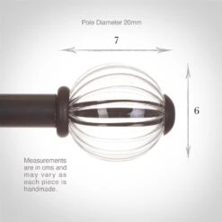 Fluted Glass Ball Finial For 20mm Pole In Beeswax 7 Fluted Glass Ball Finial For 20mm Pole In Beeswax -Curtain Hardware Shop 4010bw 3