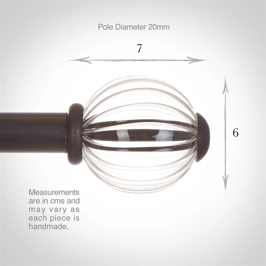 Fluted Glass Ball Finial For 20mm Pole In Beeswax 4 Fluted Glass Ball Finial For 20mm Pole In Beeswax - Image 4