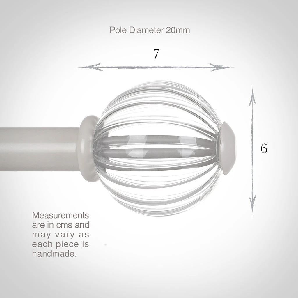 Fluted Glass Ball Finial For 20mm Pole In Clay 3 Fluted Glass Ball Finial For 20mm Pole In Clay - Image 3