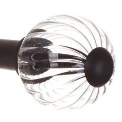 Fluted Glass Ball Finial For 20mm Pole In Matt Black -Curtain Hardware Shop 4010mb 2