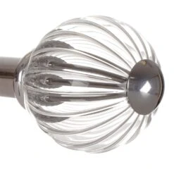 Fluted Glass Ball Finial For 20mm Pole In Mercury -Curtain Hardware Shop 4010me 2