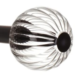 Fluted Glass Ball Finial For 25mm Pole In Beeswax -Curtain Hardware Shop 4011bw 2