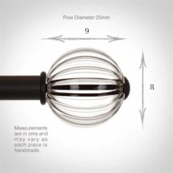 Fluted Glass Ball Finial For 25mm Pole In Beeswax -Curtain Hardware Shop 4011bw 3