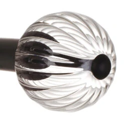 Fluted Glass Ball Finial For 38mm Pole In Beeswax -Curtain Hardware Shop 4012bw 20