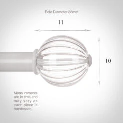 Fluted Glass Ball Finial For 38mm Pole In Clay -Curtain Hardware Shop 4012cl 13