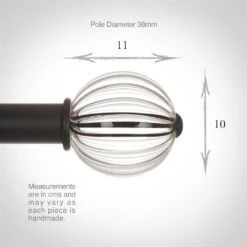 Fluted Glass Ball Finial For 38mm Pole In Matt Black 6 Fluted Glass Ball Finial For 38mm Pole In Matt Black -Curtain Hardware Shop 4012mb 3