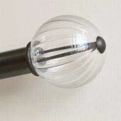 Fluted Glass Ball Finial For 38mm Pole In Matt Black 7 Fluted Glass Ball Finial For 38mm Pole In Matt Black -Curtain Hardware Shop 4012mb 4