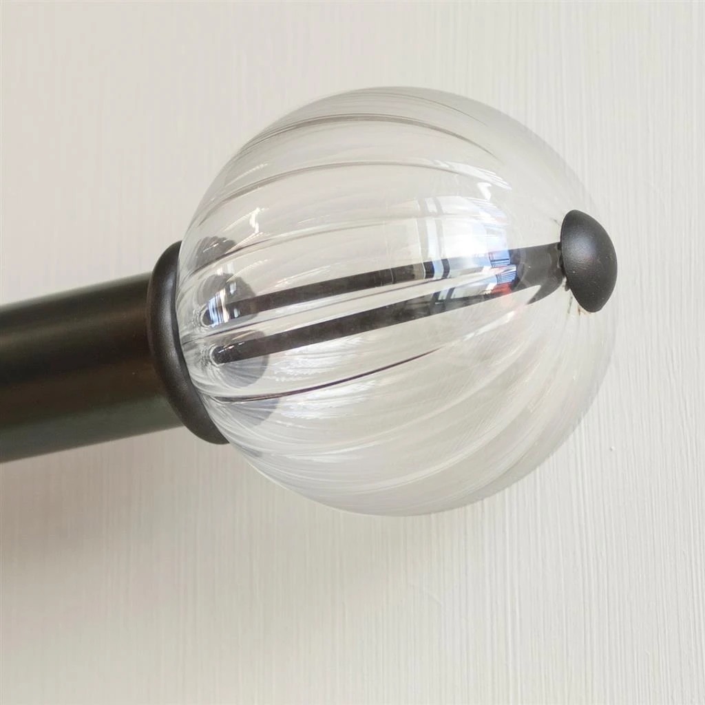 Fluted Glass Ball Finial For 38mm Pole In Matt Black 4 Fluted Glass Ball Finial For 38mm Pole In Matt Black - Image 4