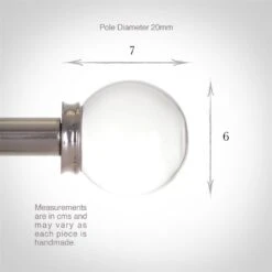 Glass Finial For 20mm Pole In Mercury -Curtain Hardware Shop 451me 3