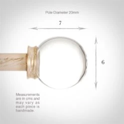 Glass Finial For 20mm Pole In Old Ivory -Curtain Hardware Shop 451oi 3