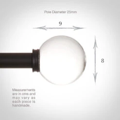 25mm Glass Finial In Matt Black -Curtain Hardware Shop 452mb 13