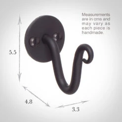 Hatton Holdback Hook In Matt Black -Curtain Hardware Shop 5009mb 13