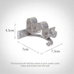 12/12mm Double Pole Centre Bracket In Mercury -Curtain Hardware Shop 6001me 13