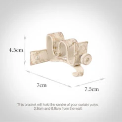 12/12mm Double Pole Centre Bracket In Old Ivory -Curtain Hardware Shop 6001oi 13
