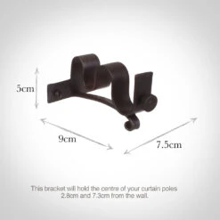 20/12mm Double Pole Centre Bracket In Beeswax -Curtain Hardware Shop 6002bw 13