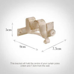 20/12mm Double Pole Centre Bracket In Old Ivory -Curtain Hardware Shop 6002oi 13