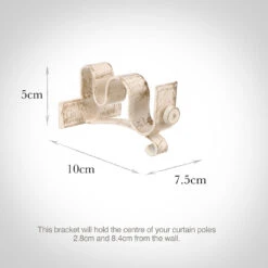 25/12mm Double Pole Centre Bracket In Old Ivory -Curtain Hardware Shop 6003oi 13