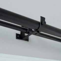 38/20mm Double Pole Centre Bracket In Matt Black -Curtain Hardware Shop 6004mb 12 1