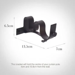 38/20mm Double Pole Centre Bracket In Matt Black -Curtain Hardware Shop 6004mb 13