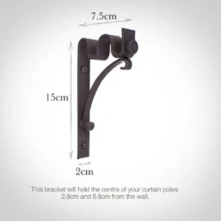 12/12mm Double Pole Standard Bracket In Beeswax -Curtain Hardware Shop 6005bw 13