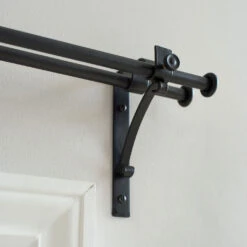12/12mm Double Pole Standard Bracket In Matt Black -Curtain Hardware Shop 6005mb 12 1