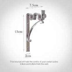 12/12mm Double Pole Standard Bracket In Mercury 6 12/12mm Double Pole Standard Bracket In Mercury -Curtain Hardware Shop 6005me 13