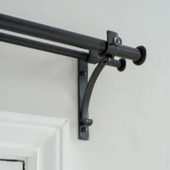 20/12mm Double Pole Standard Bracket In Matt Black -Curtain Hardware Shop 6006mb 12 1