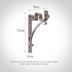 20/12mm Double Pole Standard Bracket In Mercury -Curtain Hardware Shop 6006me 13