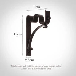 25/12mm Double Pole Standard Bracket In Matt Black 7 25/12mm Double Pole Standard Bracket In Matt Black -Curtain Hardware Shop 6007mb 13