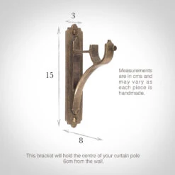 25mm Brett Standard Bracket In Antiqued Brass -Curtain Hardware Shop 6010ab 13