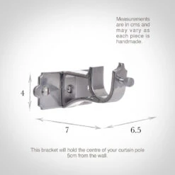 20mm Brett Centre Bracket In Mercury -Curtain Hardware Shop 6011me 13