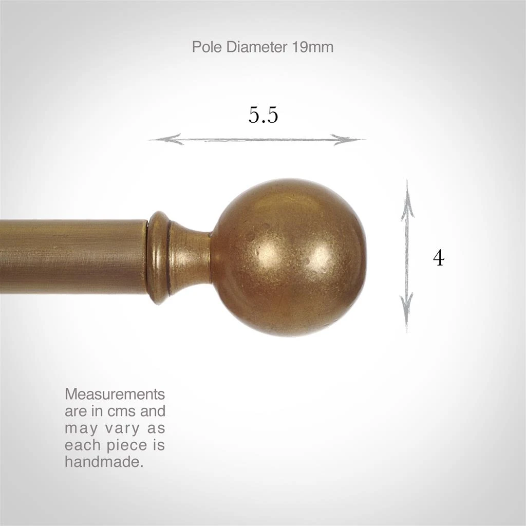 19mm Brass Ball Finial In Antiqued Brass 1 19mm Brass Ball Finial In Antiqued Brass