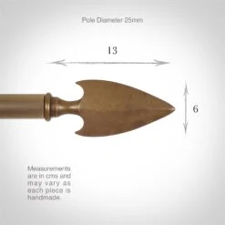 25mm Hasta Spear Finial In Antiqued Brass 6 25mm Hasta Spear Finial In Antiqued Brass -Curtain Hardware Shop 6022ab 3