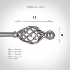 25mm Cage & Ball Finial In Mercury -Curtain Hardware Shop 603me 3