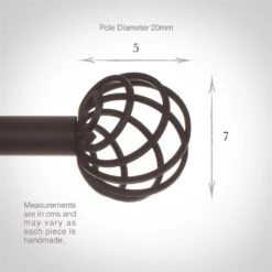 20mm Spiral Finial In Matt Black -Curtain Hardware Shop 6058mb 3