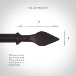 25mm Spear Finial In Matt Black -Curtain Hardware Shop 605mb 3