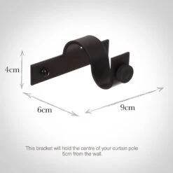 20mm Chapel Centre Bracket In Matt Black -Curtain Hardware Shop 6071mb 13