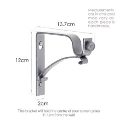 20mm Chapel Extended Bracket In Mercury -Curtain Hardware Shop 6078ME 13