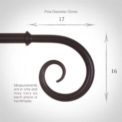 25mm Crook Finial In Matt Black -Curtain Hardware Shop 607mb 3