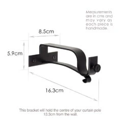 25mm Chapel Extended Centre Bracket In Matt Black -Curtain Hardware Shop 6081MB 13