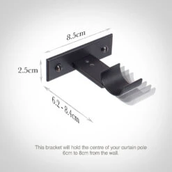 25mm Chapel Passing Bracket, Matt Black -Curtain Hardware Shop 6091mb 13