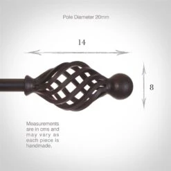 20mm Cage & Ball Finial In Beeswax 7 20mm Cage & Ball Finial In Beeswax -Curtain Hardware Shop 622bw 3