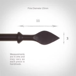 20mm Spear Finial In Matt Black -Curtain Hardware Shop 624mb 3