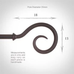 20mm Bishop's Crook Finial In Beeswax -Curtain Hardware Shop 625bw 3