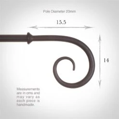 20mm Crook Finial In Beeswax -Curtain Hardware Shop 626bw 3