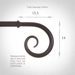 20mm Crook Finial In Matt Black -Curtain Hardware Shop 626mb 3